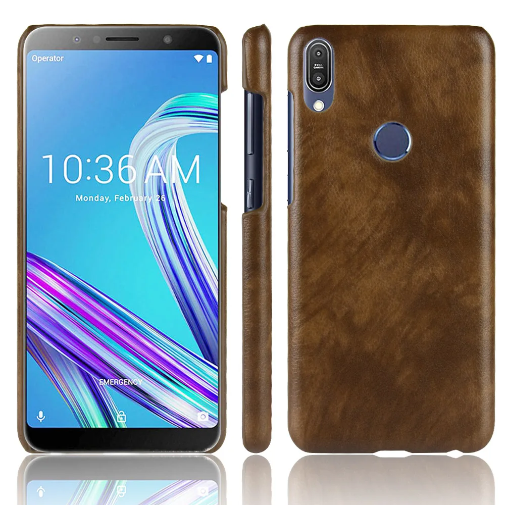 Тонкие Чехлы для Asus Zenfone Max Pro M1 ZB601KL чехол с текстурой личи из искусственной кожи и