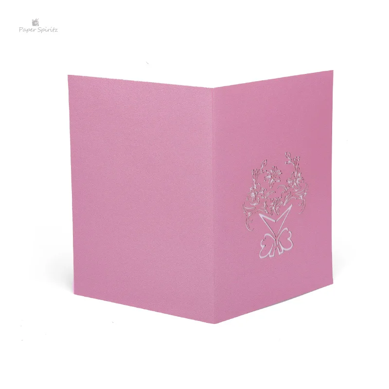  PAPER SPIRITZ Flower Bouquet 3D laser Pop Up Paper Card with Envelope Invitations Greeting Cards Gi - 32895794639