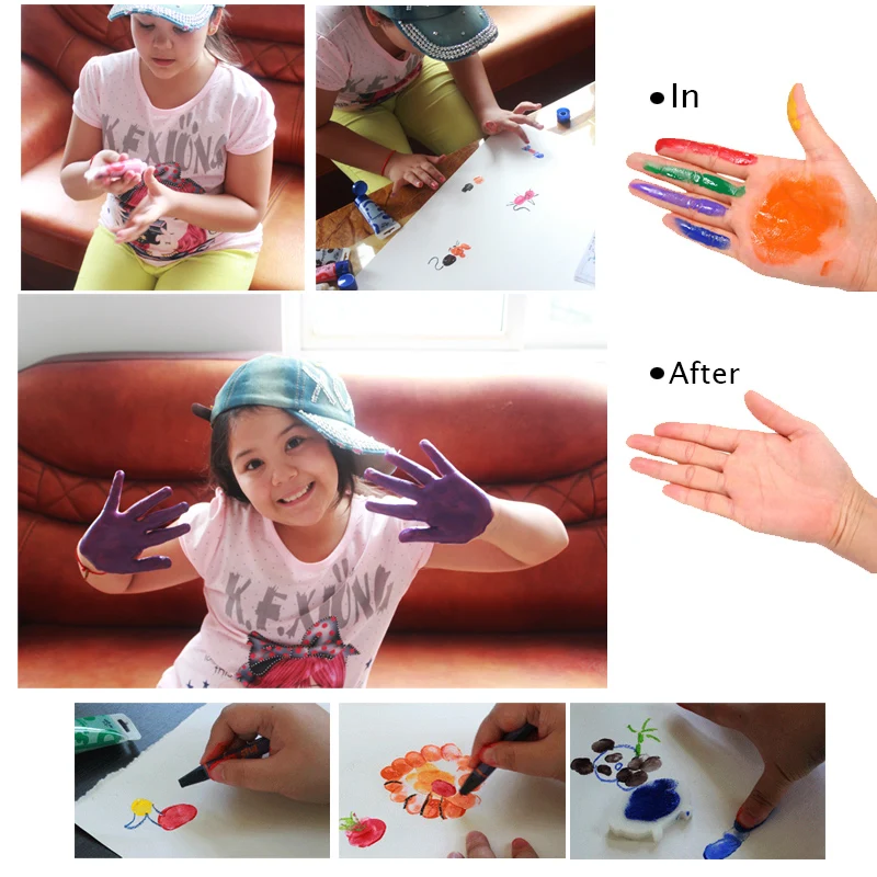 Чудесный моющийся цветной детский набор для рисования пальцами 12 цветов