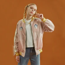 Женская куртка-бомбер, Женская Осенняя Байкерская Базовая куртка, ребристые манжеты на молнии, осенние пальто, розовый, зеленый, две стороны, чтобы носить, новинка, свободные