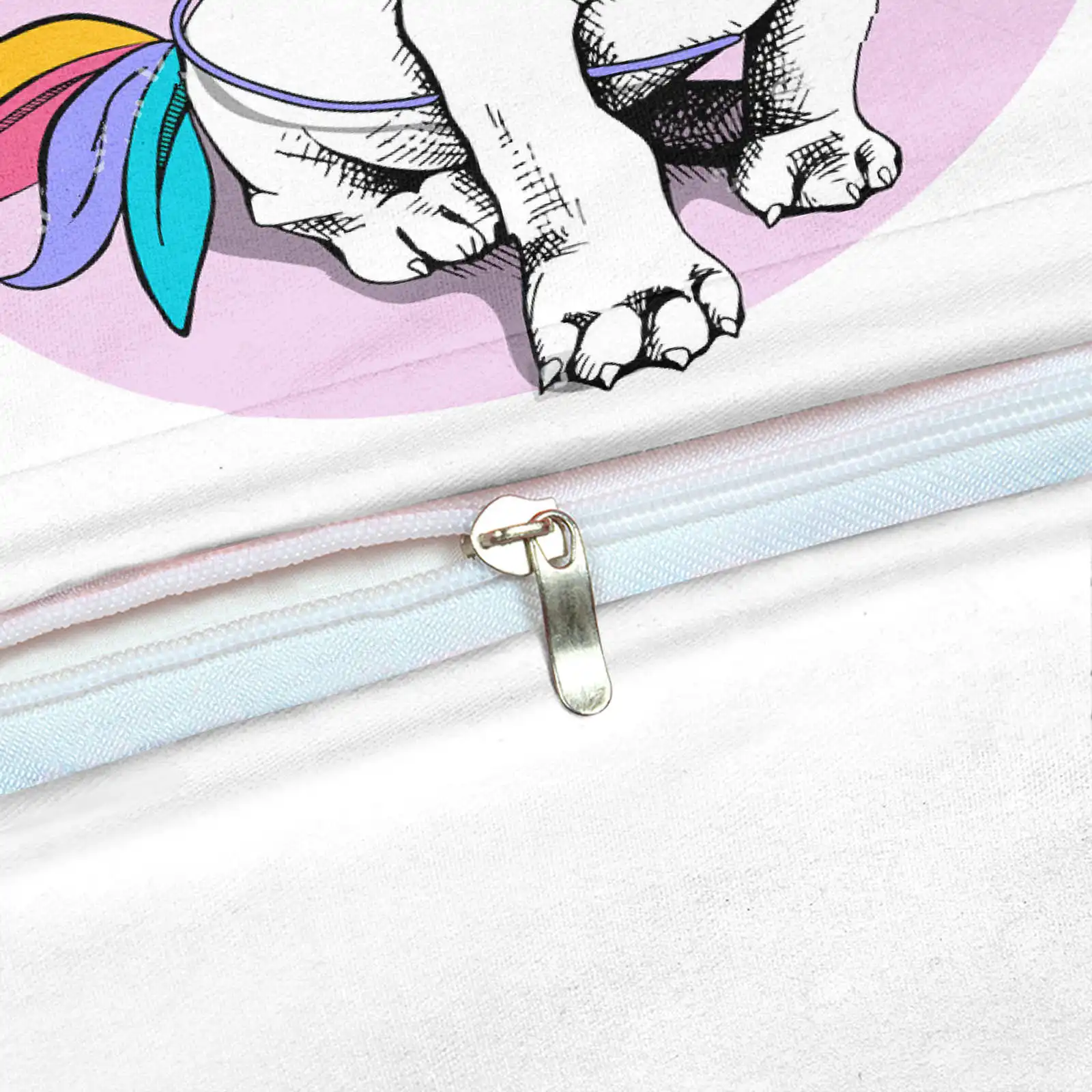 Unicorn Bulldog Bedding Set Cartoon Bed Duvet Cover Set Sweet Dream for Kids Girls 3-piece Colorful Bedclothes