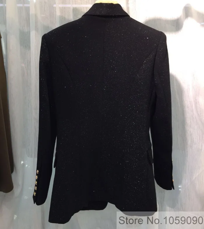Звездный черный блейзер Шаль Воротник модные дизайнерские блейзеры с золотыми пуговицами двубортный 2019ss