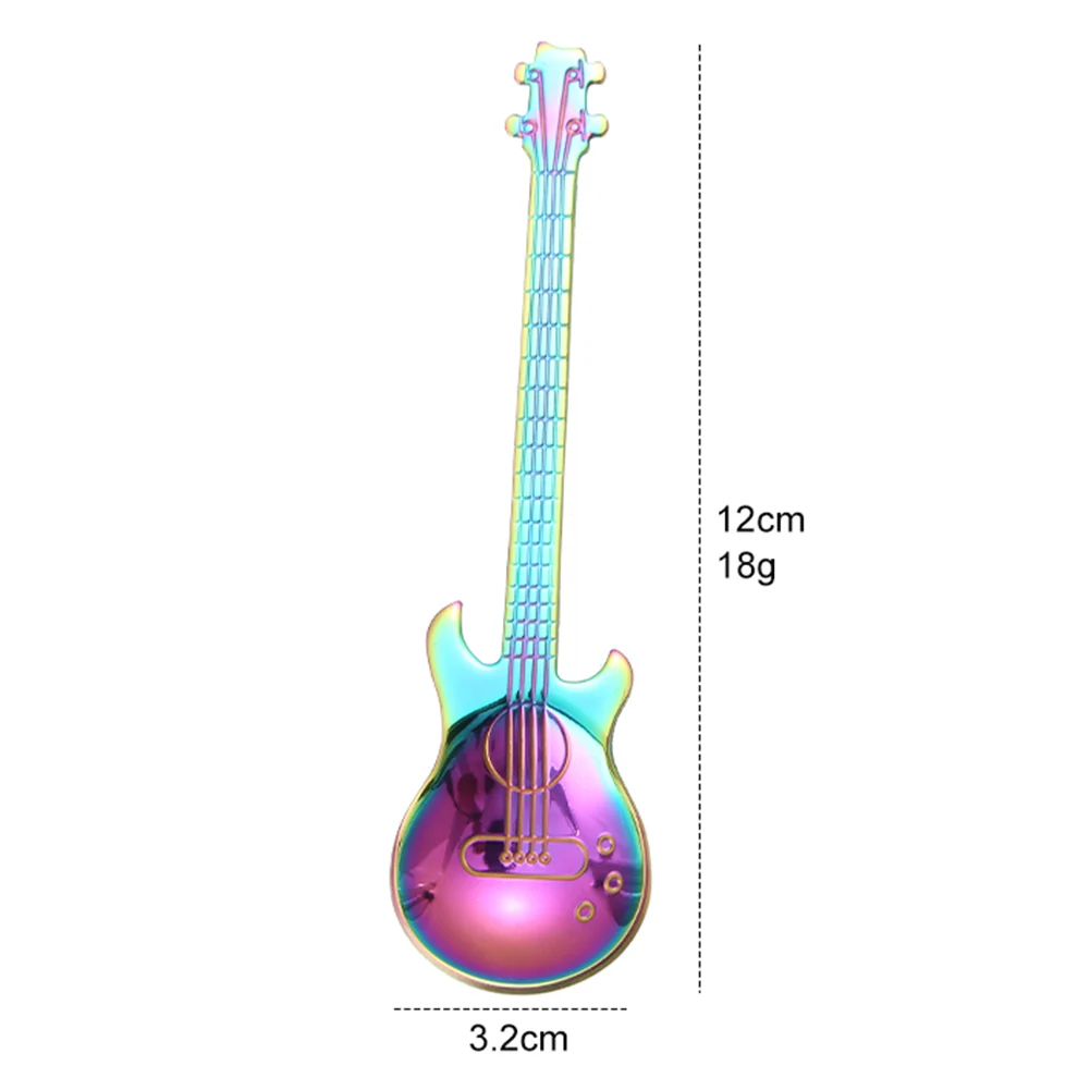 В форме гитары Нержавеющая сталь Кофе ложка музыкальная тема Чай ложка для перемешивания маленький десерт, мороженое совок Творческий приборы подарки