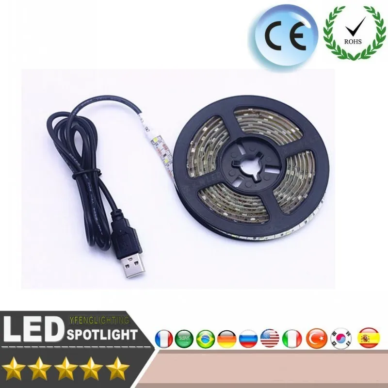 

IP20 Not waterproof DC 5V 1M 2M 3M 4M 5M 10M RGB USB Book light bulb strip Light Ribbon desk decor tape USB LED backlight lamp