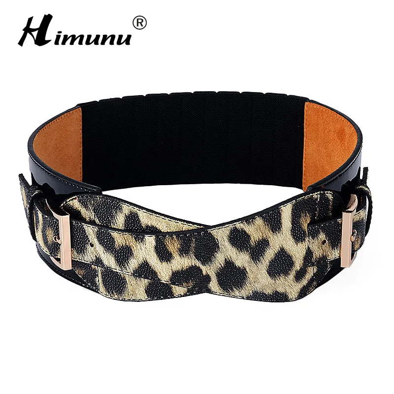 [Himunu] New Vintage Leopard Pattern Designer Belts for Women Cowskin