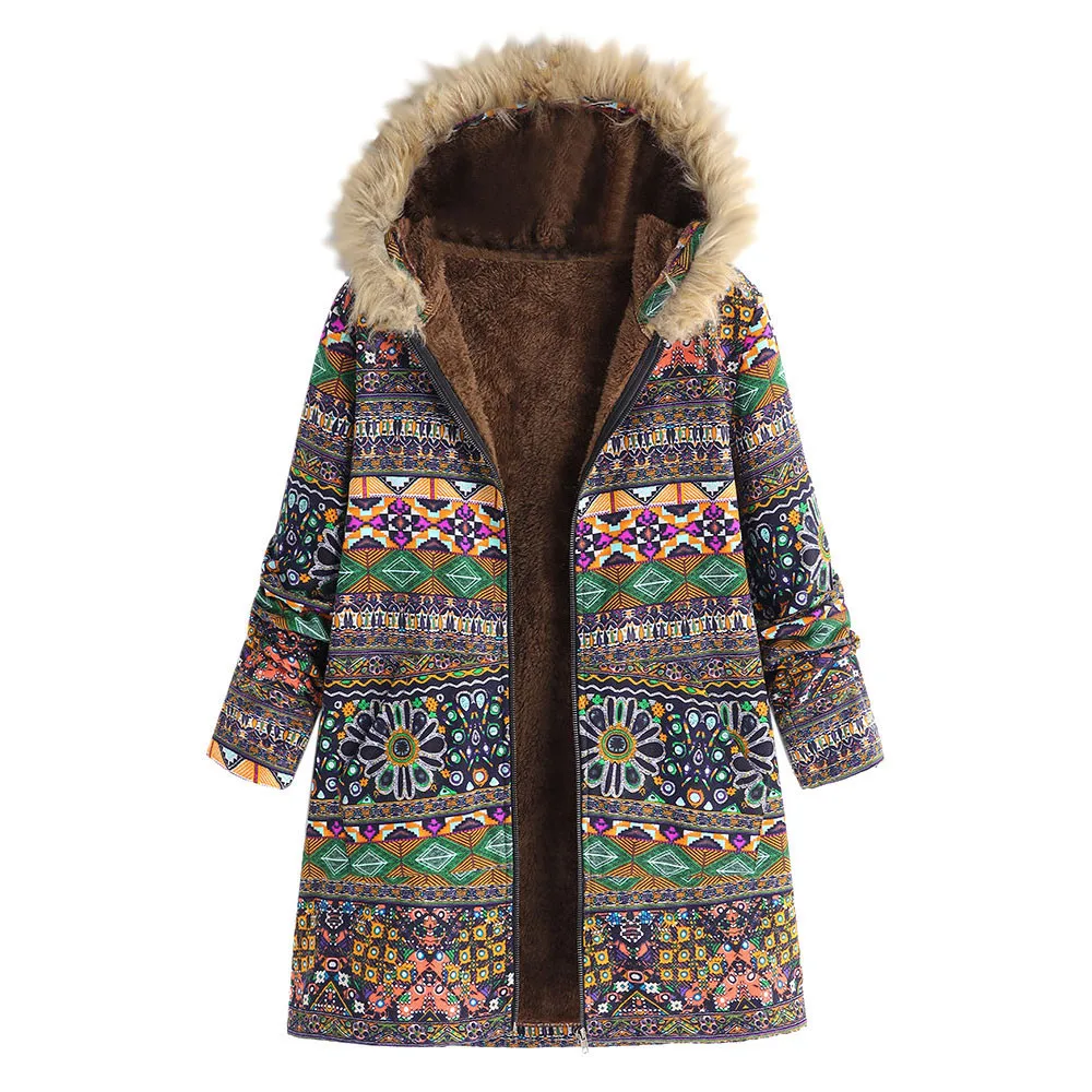 

Plus Size 5XL Winter Jacket Long Coat Women Fashion 2018 Ukraine Floral Print Hooded Woman Jackets Parka Womens Tops And Blouses