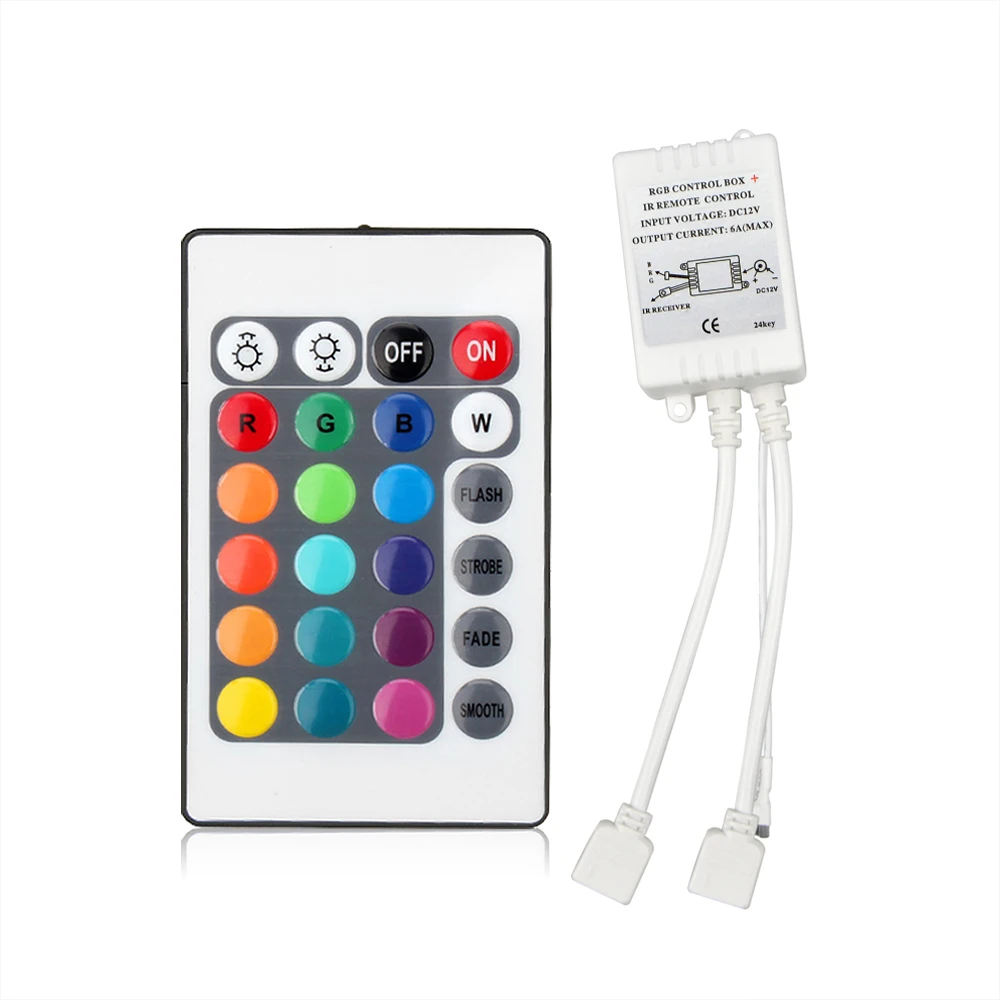

1Pcs LED Controller 24 Keys IR Remote RGB Controller DC12V 6A For 5050 3528 SMD RGB LED Strip light Dimming