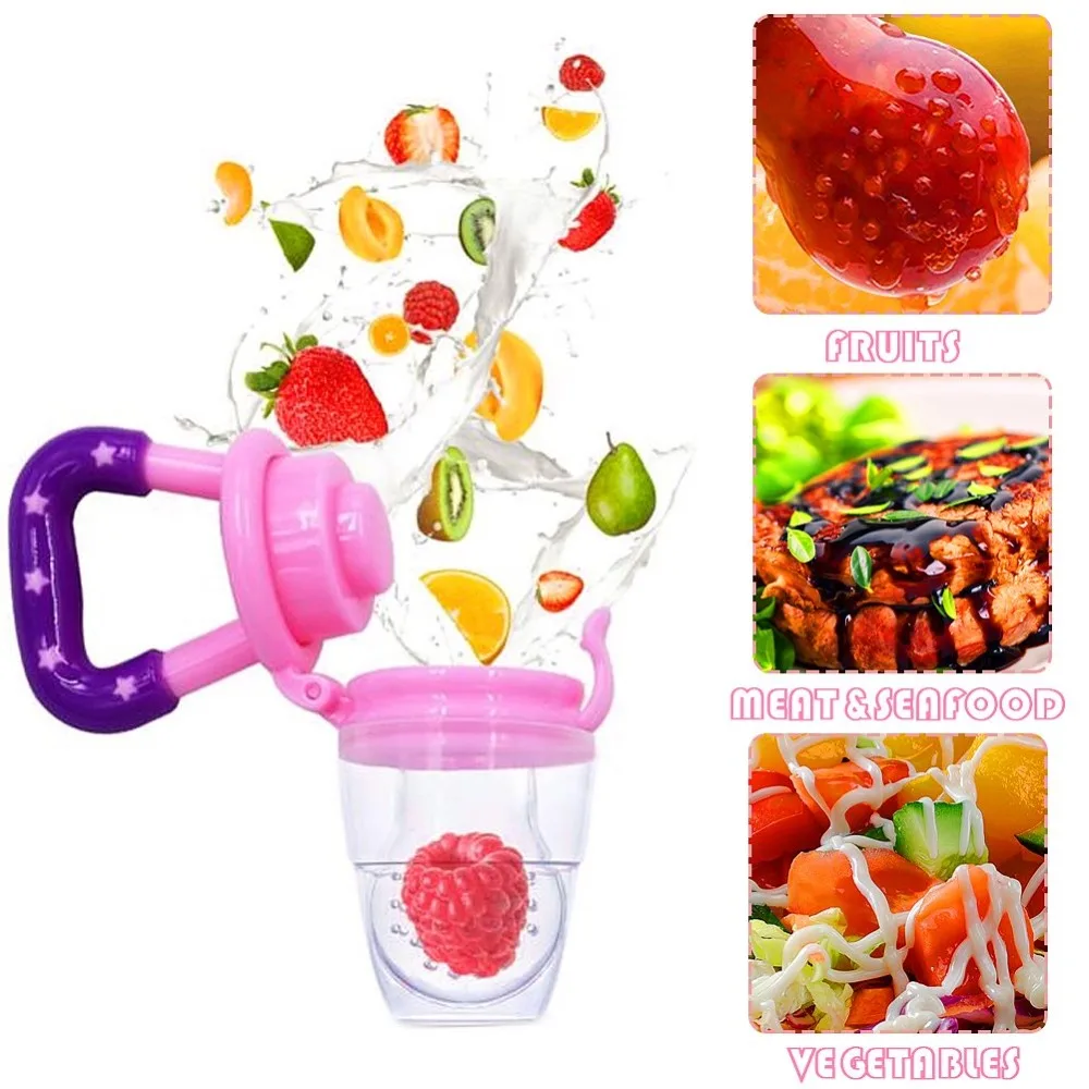 9pcs Baby Pacifier Fruits Food Milk Mordedor Baby Feeding Spoon Silicone Nibbler Feeder Kids Nipple Feeding Tool Bite Bottle