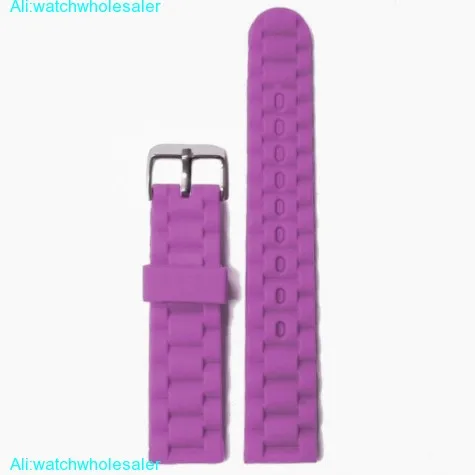 18mm Dark Violet  Silicone Jelly Rubber Ladies Watch Band Straps WB1060P18JB
