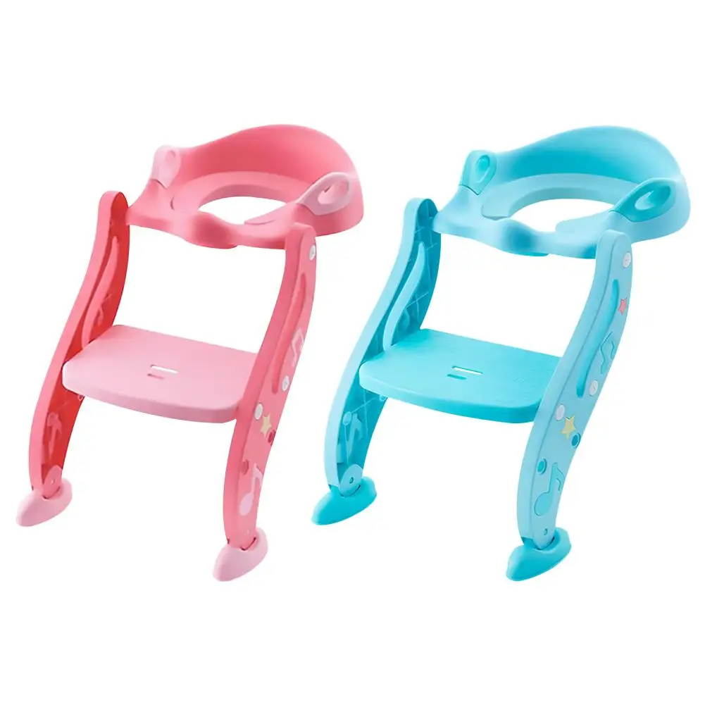 

Toddler Potty Training Seat Adjustable Stair Toilet Seat With Stool Ladder Comfortable Handle Foldable Non-Slip Step Seat