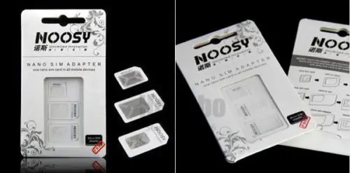 500 компл./лот Noosy Nano sim-карта адаптер 4 в 1 адаптер Micro-SIM с извлекающим Pin ключом Розничная упаковка для мобильных телефонов
