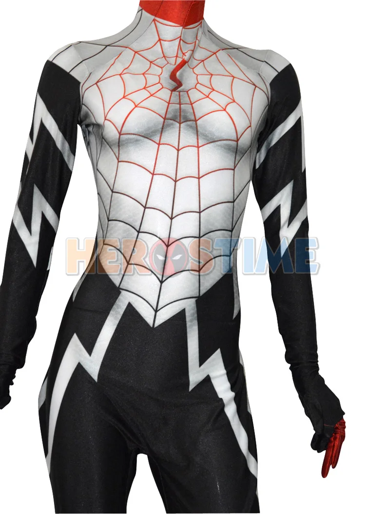Original Movie Halloween Cosplay Spandex 3D Spiderman Costume for Women Silk Spider morph suit Silk Cindy Moon Spider Costume