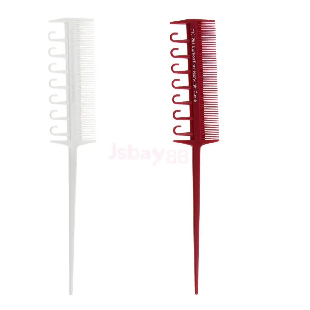 

2 Pieces Salon Professional Weaver Highlighting Foiling Hair Combs Coloring Brush White Red for Barbers Stylists