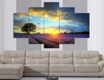 

Hot Sell High Quality Wall Art Pictures Modern Lavender Painting Print On Canvas Home Wall Decor 5 Pcs/set Unframed 5 Pieces