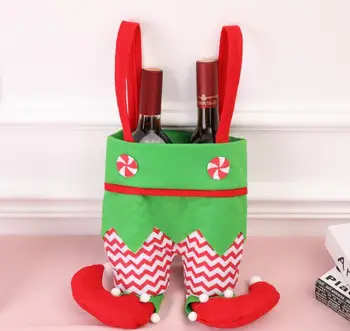 

New Christmas Ornaments Christmas Red Wine Bottle Bag Gift Candy Bag Elf Gift Bag Christmas Gift 2pcs hot