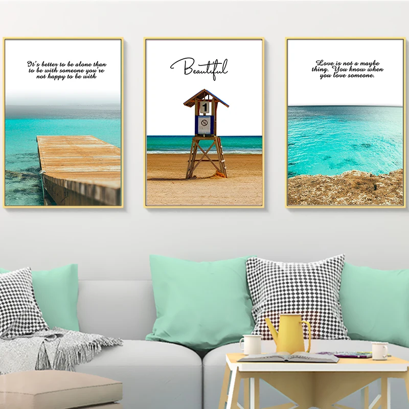 

Summer Holiday Santorini Greece Nordic Travel Canvas Paintings Vintage Kraft Posters Coated Wall Stickers Decor Family Gift