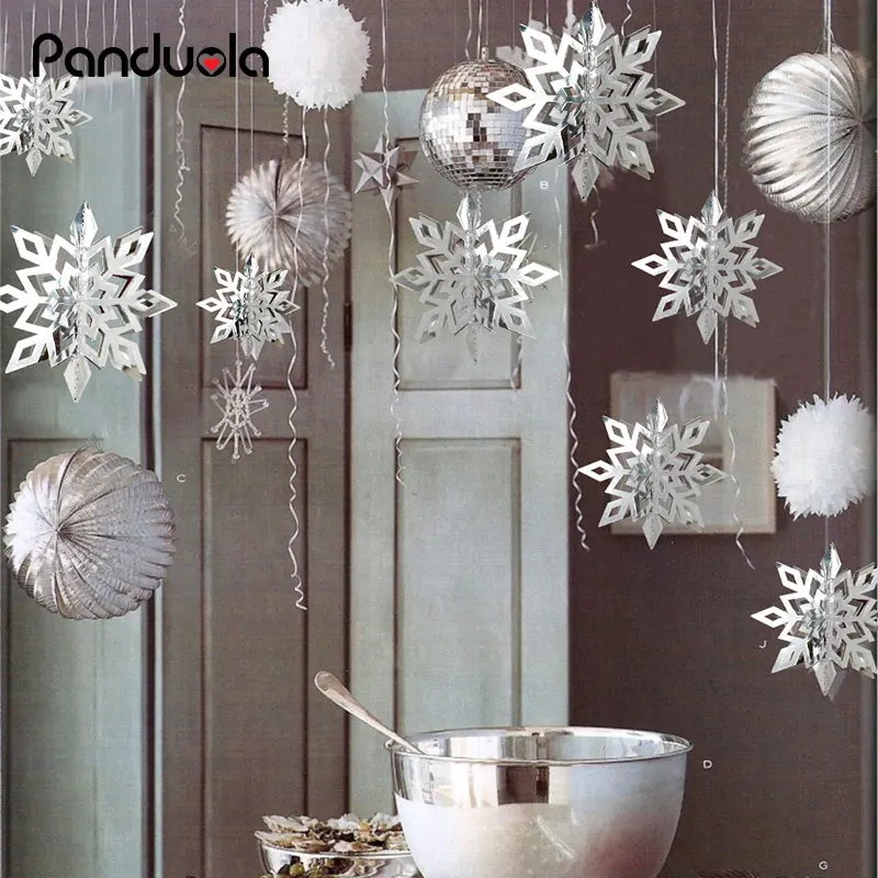 

6 Pcs/Set Cardboard 3D Hollow Snowflake Hanging Ornaments New Year's Christmas Decorations for Home house Party Decoration