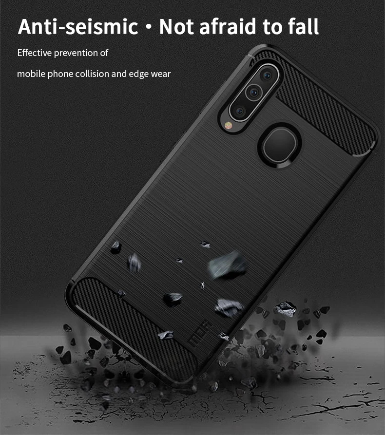 MOFi For Samsung Galaxy A60 Case Luxury Carbon Fiber Anti-drop TPU Soft Cover Cases For Samsung Galaxy A60 Back Cover
