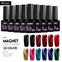 BUKAKI 3D Diamond Magnetic Cat Eyes Nail Gel Polish DIY Red Flame Cat’s Eye Gel Varnish 24 Lucky Colors Nail Art Lacquer