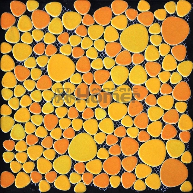 shipping free!! yellow orange color ceramic mosaic tiles pebble ... shipping free!! yellow orange color ceramic mosaic tiles pebble ...
