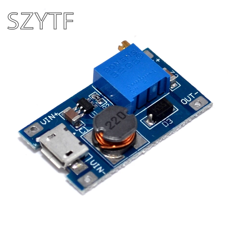 

2a boost board DC-DC boost module Wide voltage input 2 / 24V L 5/9/12 / 28V adjustable 2577 for Arduino UNO