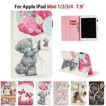 

Case For Apple iPad Mini 1 2 3 4 7.9 inch Smart Cover Funda Tablet Silicone PU Leather 3D Painted Stand Capa Skin Shell Coque