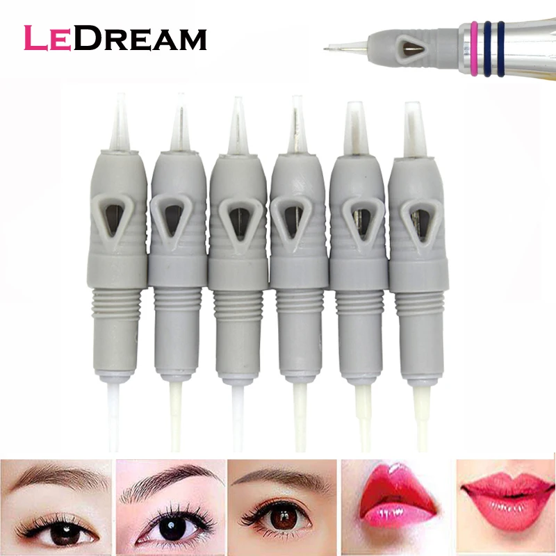 

50pcs Sterilized 8mm Screw Gray Tattoo Cartridges Needles Microneedling For Lips Eyebrow Eyeliner Permanent Makeup Microblading