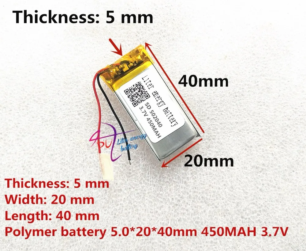 

Liter energy battery 3.7V polymer lithium battery 502040 MP3 450MAH point reading pen recorder
