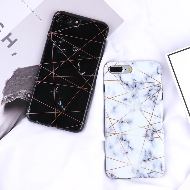 Ультра тонкие IMD мягкие мраморные чехлы для телефонов iphone 7 7puls Art геометрические