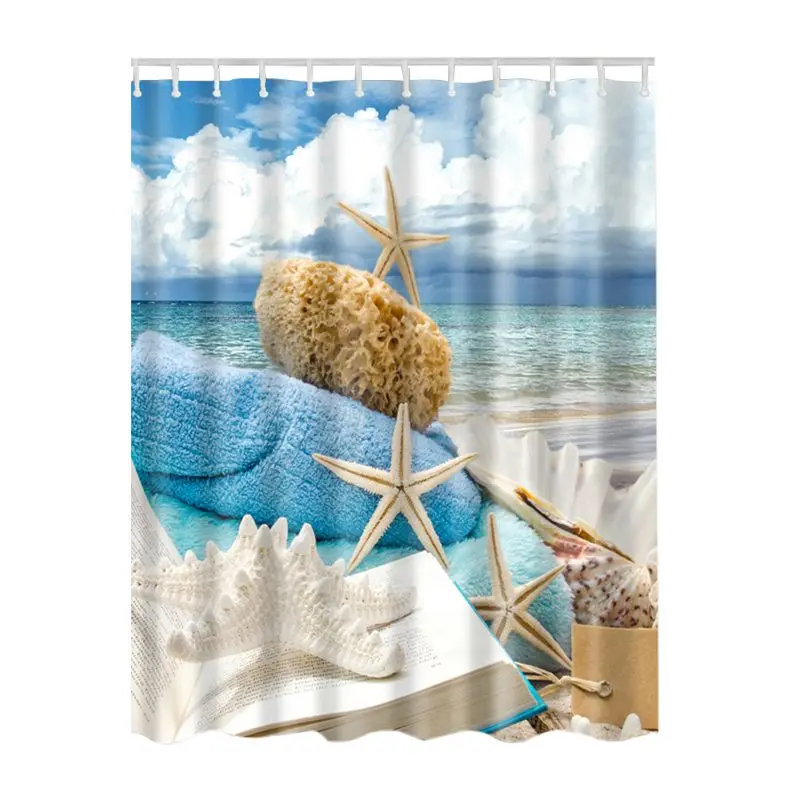 OCHINE 180x180 см пляжные летние океанские облака небо море природа Ткань Современные занавески для душа ванная комната водонепроницаемый - Цвет: 03