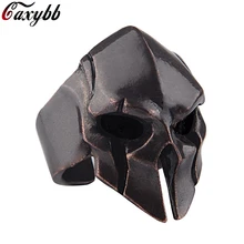 Anillo con máscara Spartan Hero para casco para hombre, joyería para motero Punk Vintage para hombre, anillos de dedo de Color dorado y plateado antiguo