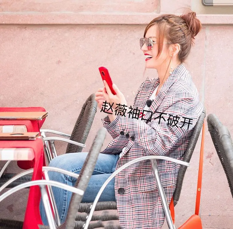 Spring 2019 Star Zhao Wei Chinese Restaurant 2 Same Chequered Loose Korean Port Style Retro Suit Jacket Plaid Suit Women Coat Spring 2019 Star Zhao Wei Chinese Restaurant 2 Same Chequered Loose Korean Port Style Retro Suit Jacket Plaid Suit Women Coat