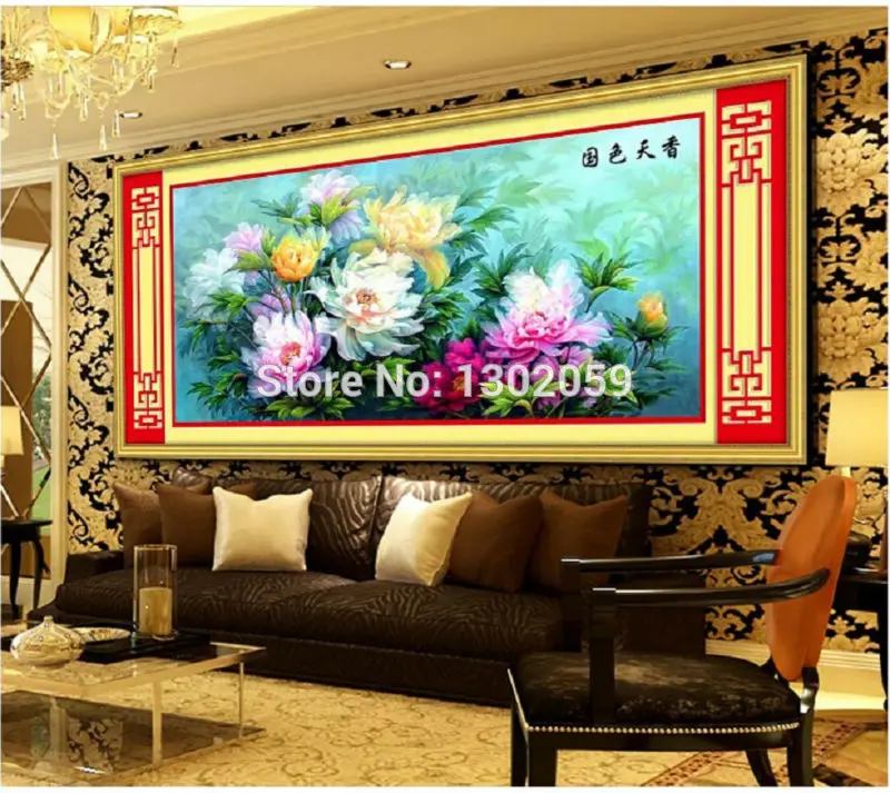 Perfect Available National Beauty And Heavenly Fragrance Peony Flower Needlework Embroidery Package Cross Stitch Kit Factory Sale 2