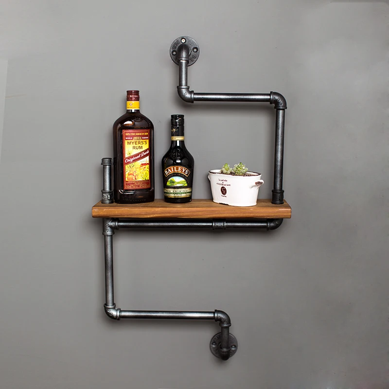 45*15 سنتيمتر اليدوية الجدار شنقا الحديد خزانة ديي الأنابيب الصناعية الرجعية جدار جبل الحديد الجرف رفوف تخزين الرف z20