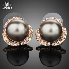 Azora, золотые Stellux австрийского хрусталя Прекрасный Серый ожерелье, серьги-гвоздики с TE0018