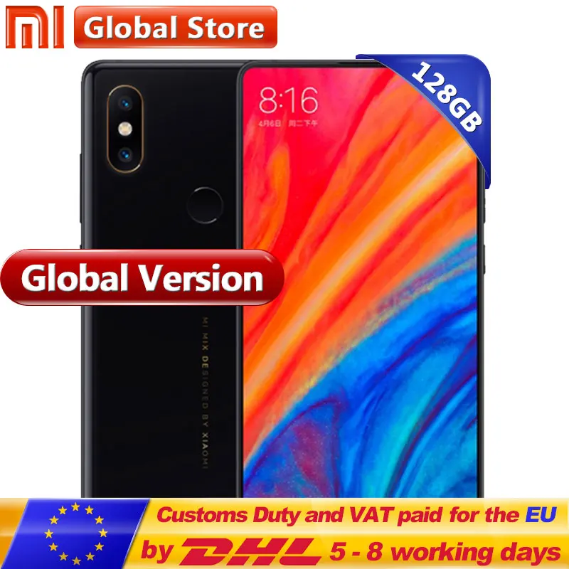 Global Version MIX 2S 128GB Snapdragon 845 Octa Core Mobile Phone 6GB 3400mAh 5.99&quot 2160*1080 FullScreen Dual 12.0MP Cameras | Мобильные