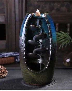 

Backflow Ceramic Incense Burner Smoke Back-flow Censer Cone Holder Craft Table Ornament Home Decoration