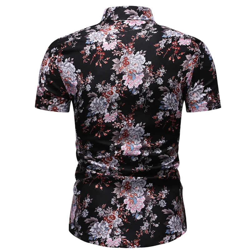 Мужская рубашка в летнем стиле с цветочным принтом, Пляжная гавайская рубашка, мужская повседневная рубашка с коротким рукавом, праздничная гавайская рубашка, Chemise Homme, Азиатский Размер 3XL
