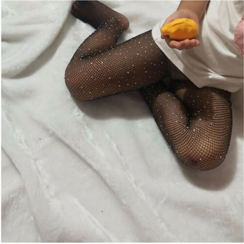 Baby Summer Stockings Fashion Kids Girls Fishnet Tights Unique Diamond Design Shinny Bling Party Hosiery Pantyhose