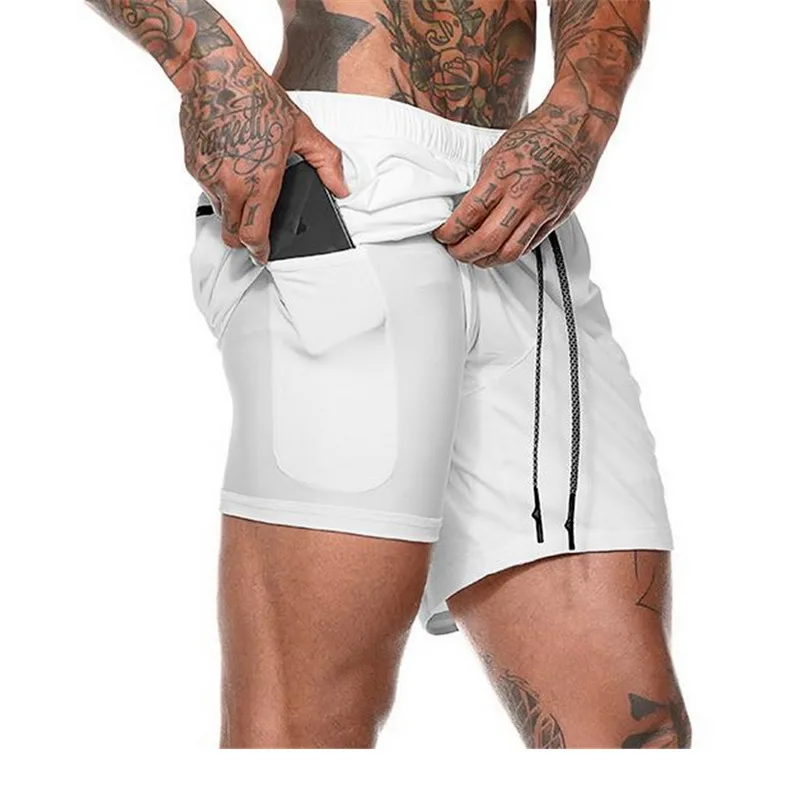 

2019 New Arrival Summer Double-Deck Fitness Bodybuilding Breathable Quick Drying Short Gyms fashion Casual Joggers Shorts men