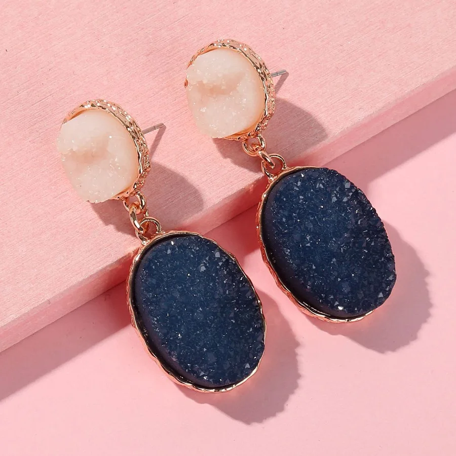 

Fashion Korean Style Big Round Crystal Dangle Earrings Rose Gold Cubic Zirconia Rhinestone Ear accessories for Women Jewelry