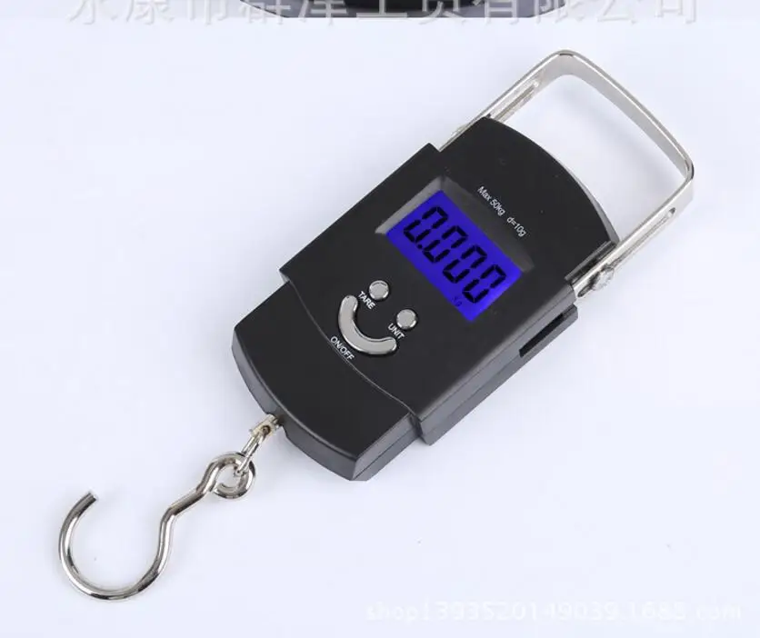 도매 100 개/몫 50KG 10g 전자 휴대용 디지털 저울 걸이 낚시 여행 수하물 무게 규모 균형 저울