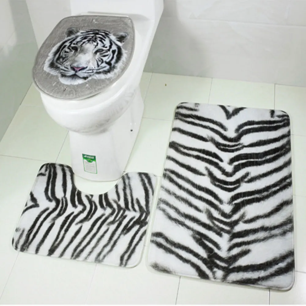 2017 Bath Mat Carpet Toilet Rug Foot Mat Animal Print Tiger Leopard