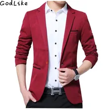 Лидер продаж, новинка, модный мужской повседневный Блейзер на одной пуговице, приталенный мужской пиджак, однотонный пиджак для мужчин, 5XL