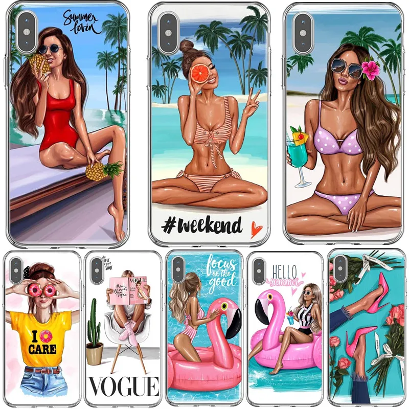 

Summer travel beach You're my bestie Case For iPhone X 8 7 6 6s Plus 5 5s SE XR XS MAX Silicone VOGUE Woman Girl Phone Cover