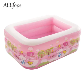 

Pink Inflatable Lounge Pool cute Animal kids Rectangular 3 rings pool Princess summer water play pool girl best birthday gift