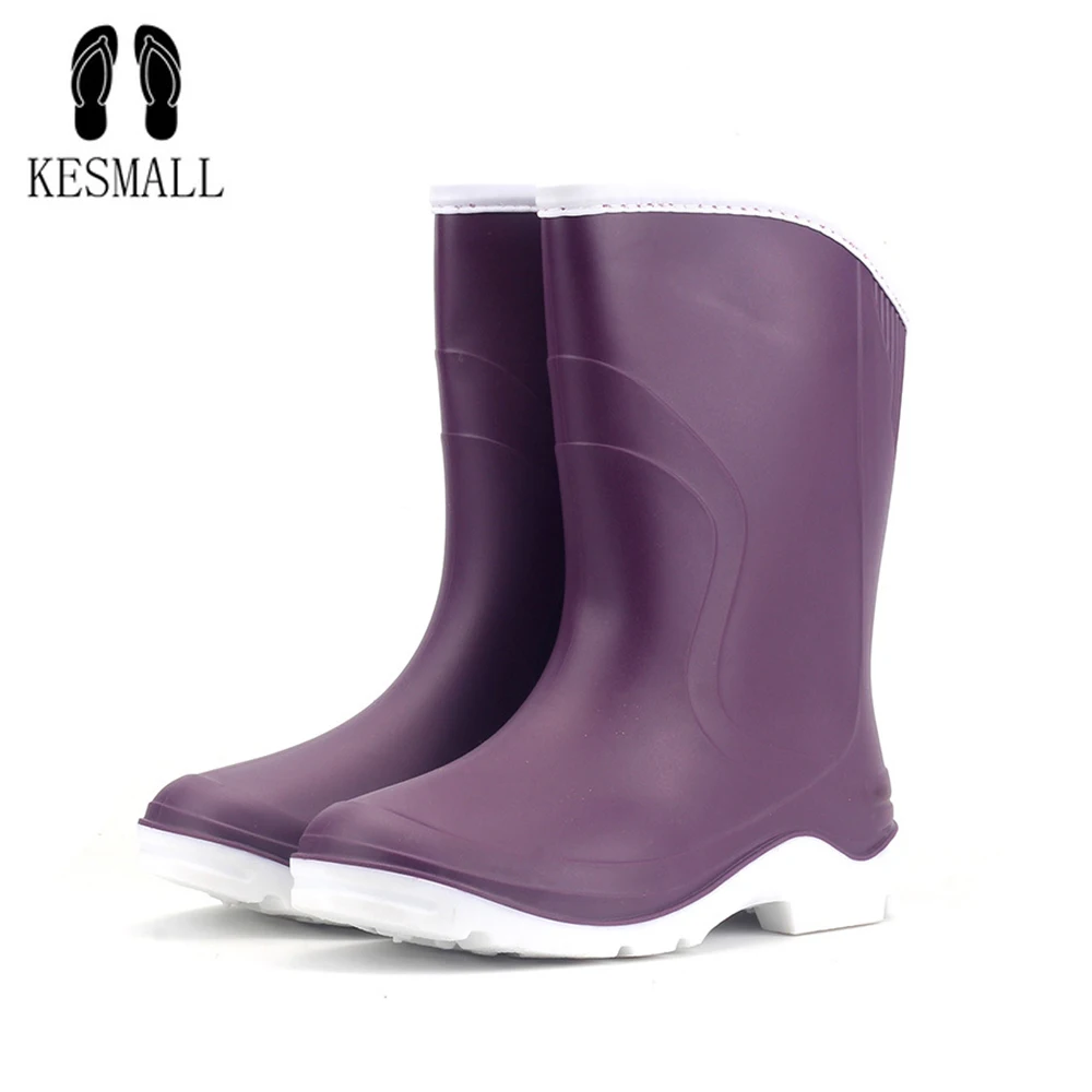 

KESMAll PVC Ladies Waterproof Rain Boots Women Rubber Breathable Fashion Knee High Anti-slip Rainboots Water Shoes Female Botas