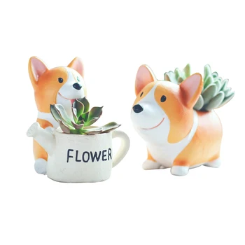 

BESTOYARD 2pcs Corgi Flower Pots Potted Plants Cactus Plants Resin Succulent Nursery Pot Flower Pots Planter for Balcony Garden