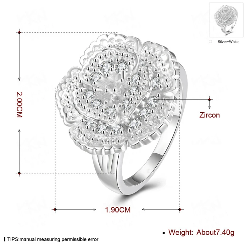 Кольцо из серебра 925 пробы с цветочным цирконием для женщин Ювелирное Украшение с драгоценным камнем кольцо из белого топаза из
