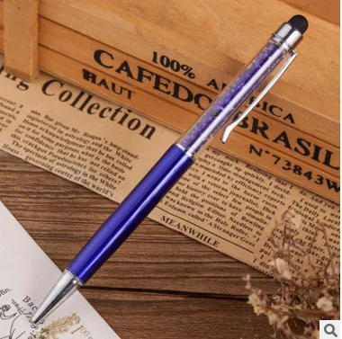 10 шт./компл. многоцветный Шариковая Ручка емкостный сенсорный контакт металлическое защитное Крепление на голову ручка шариковая ручка с кристаллами алмаза конденсаторная ручка канцелярские принадлежности - Цвет: Тёмно-синий
